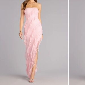 Windsor strapless Pink Ruffle Dress